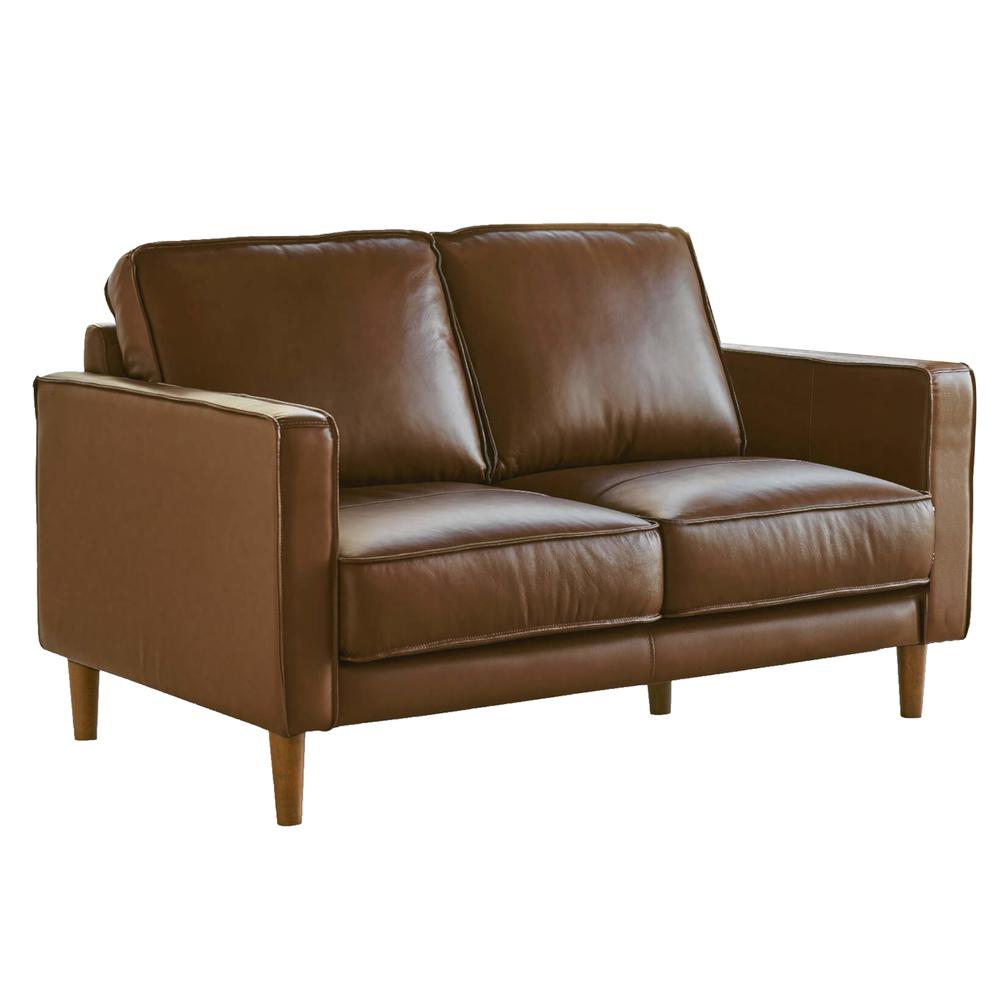 Prelude 55" Wide Top Grain Leather Loveseat. Picture 3