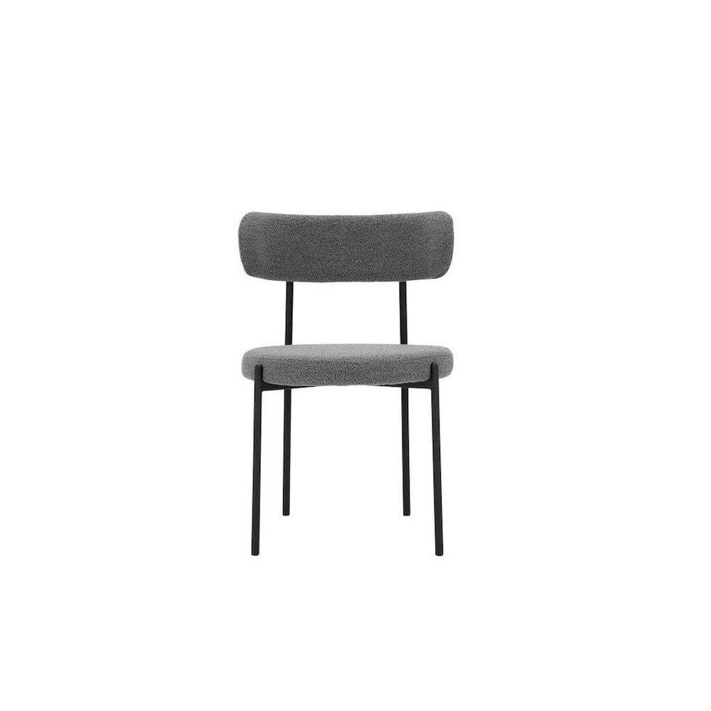 Lena Dining Chair Black With Light Gray Boucle (Set Of 2). Picture 1