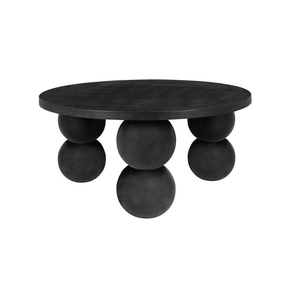 Dani Round Entryway Table Large In Black Concrete. Picture 1