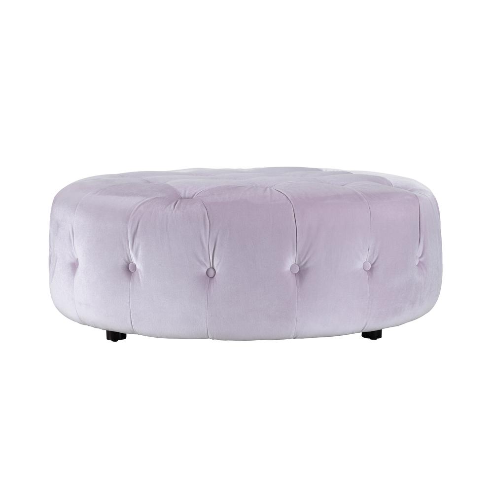 Jasper Small Round Ottoman In Pink Velvet. Picture 2