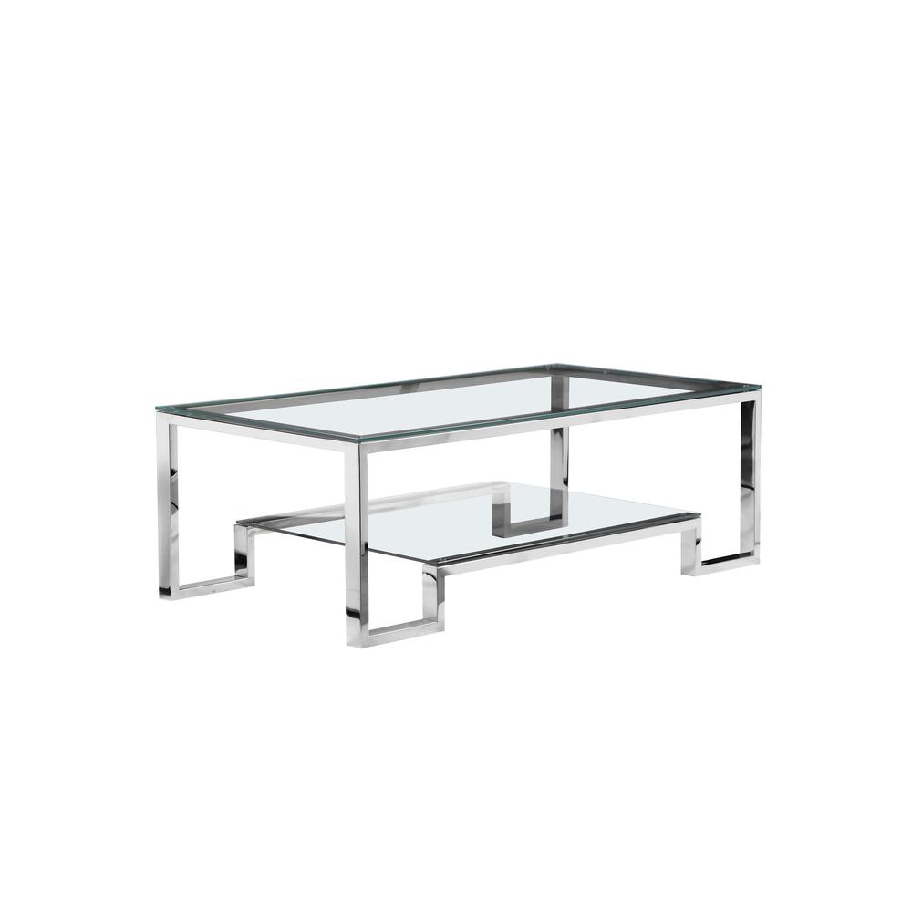 Laurence Coffee Table Long High Polish Steel. Picture 1