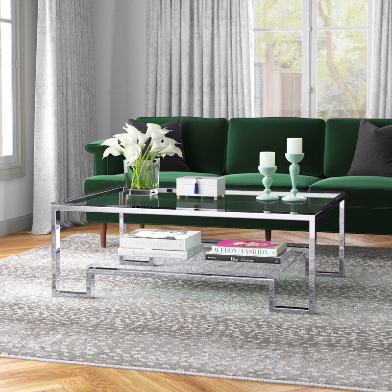 Laurence Coffee Table Long High Polish Steel. Picture 5