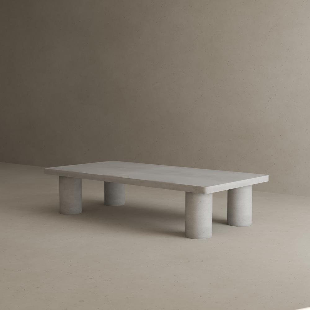 Nat Rectangle Coffee Table Large In Light Gray Concrete. Picture 7