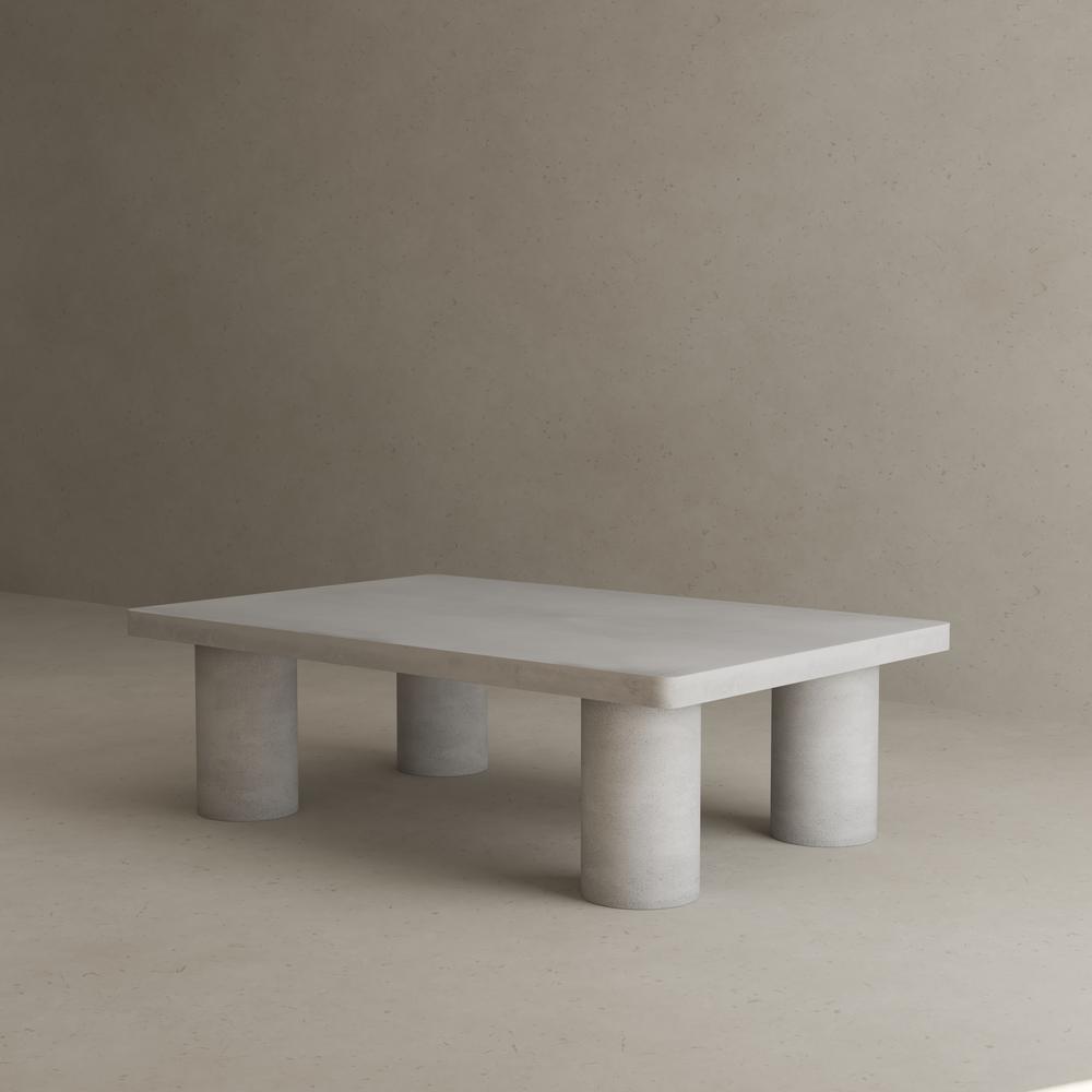 Nat Rectangle Coffee Table Medium In Light Gray Concrete. Picture 7