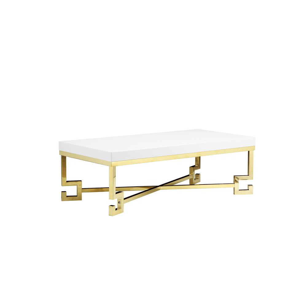 Sophia Coffee Table In White Lacquer And Gold. Picture 1