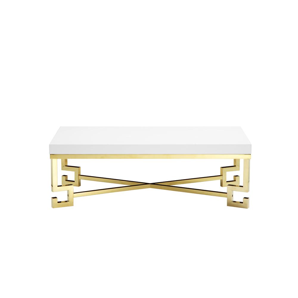Sophia Coffee Table In White Lacquer And Gold. Picture 2