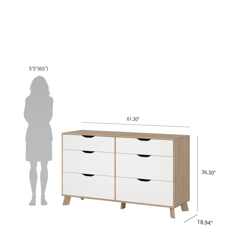Ikast 6 Drawer Double Dresser, Jackson Hickory/White. Picture 11
