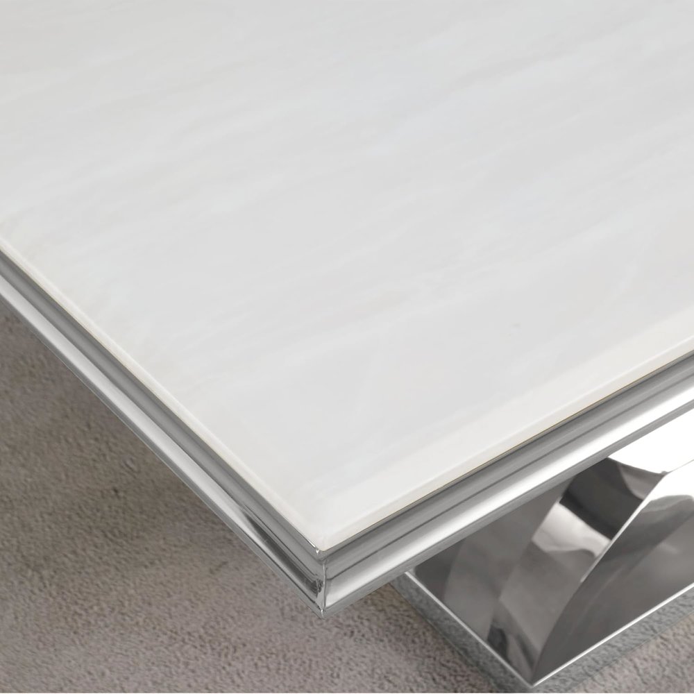 Danis Stone Marble Laminate Silver Sofa Table. Picture 2