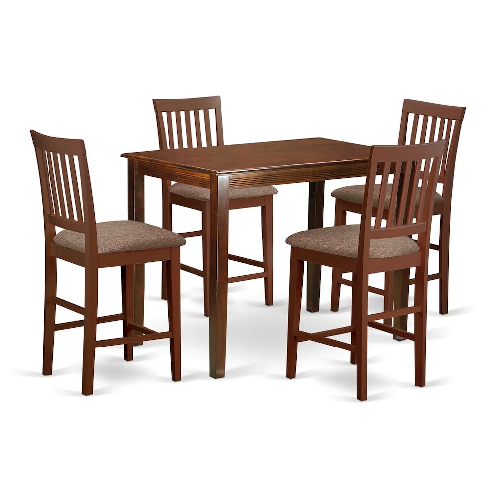 YAVN5-MAH-C 5 Pc Dining counter height set - high top Table and 4 bar stools with backs.. Picture 1