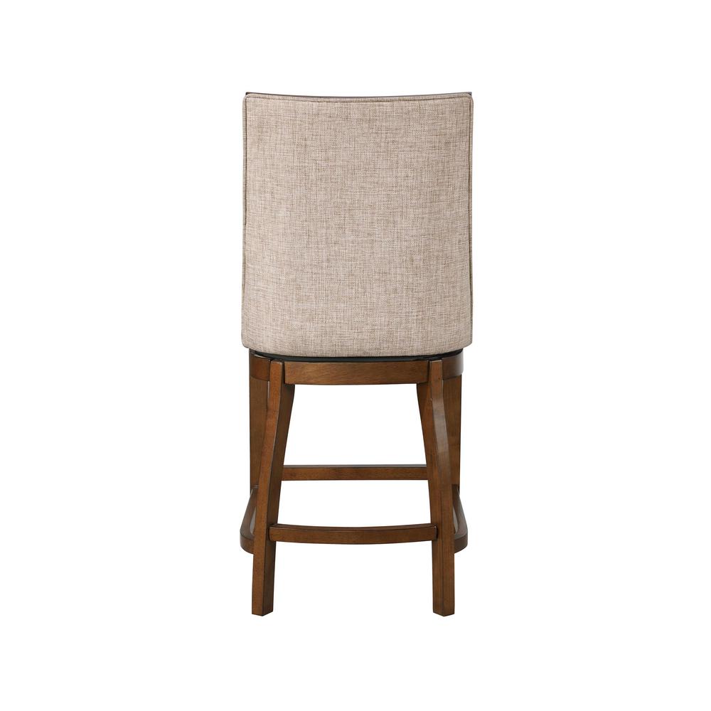 Katherine 40.74 in. Walnut High Back Wood Swivel Bar Stool with Fabric Seat. Picture 4