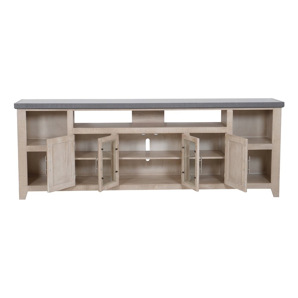 Coastal Camden TV Console, Driftwood with Slate Top. Picture 4