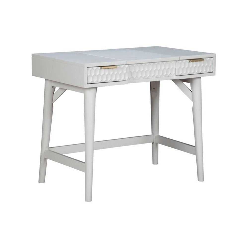 Contemporary White Pearl Bedroom Vanity, White. Picture 4