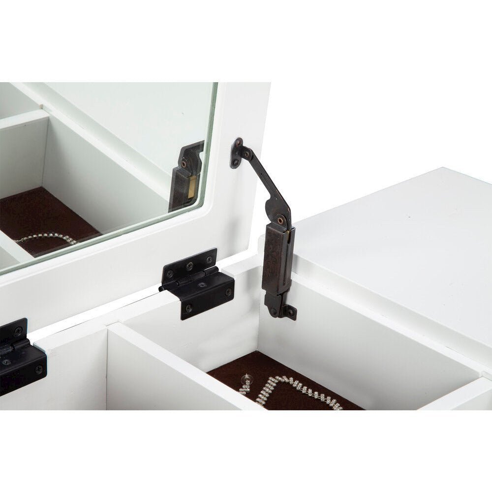Contemporary White Pearl Bedroom Vanity, White. Picture 6