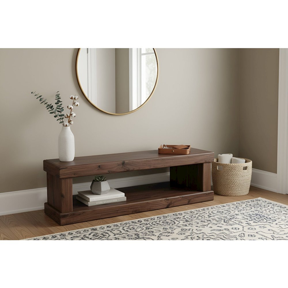 Rustic Modern Sequoia Entry Bench, Walnut. Picture 2