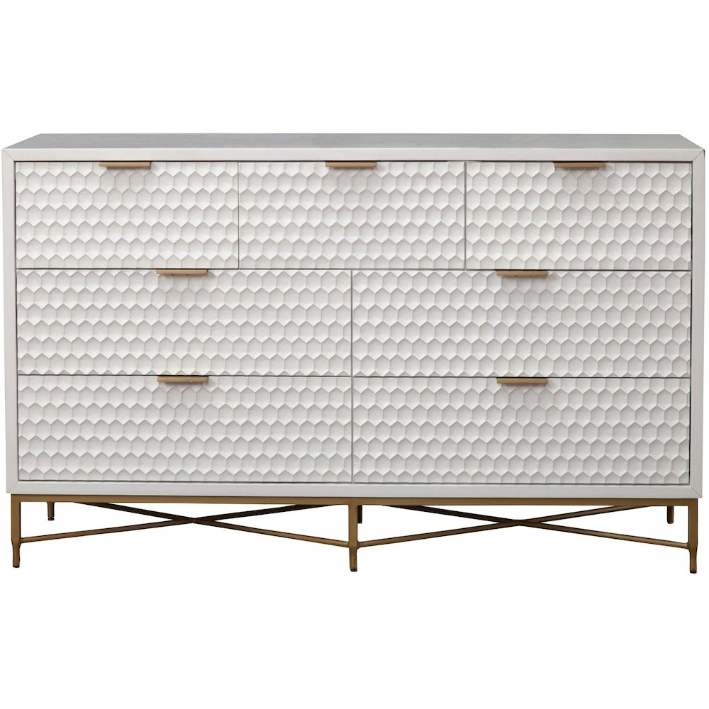 Contemporary White Pearl Dresser, White. Picture 1