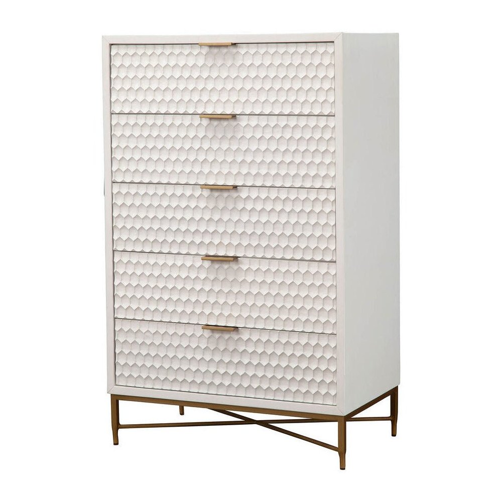 Contemporary White Pearl Chest, White. Picture 3