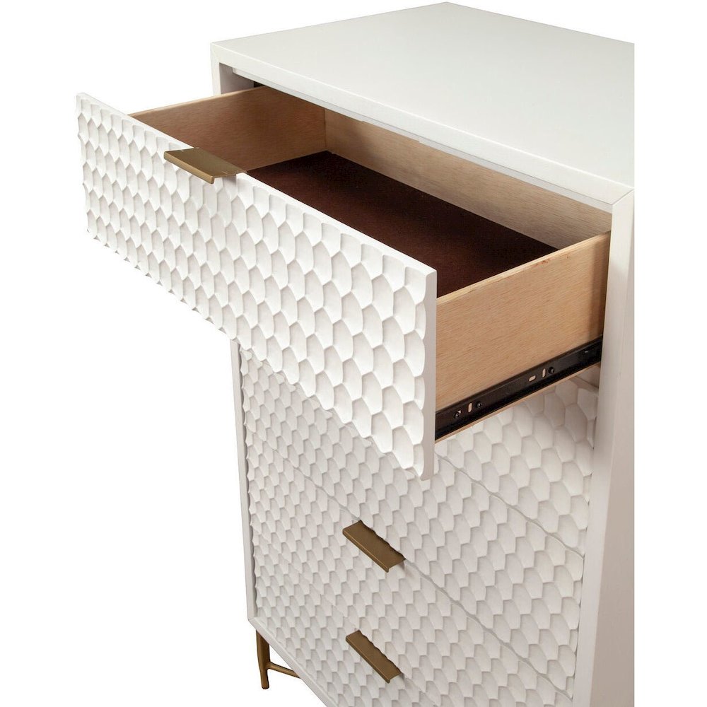 Contemporary White Pearl Chest, White. Picture 4