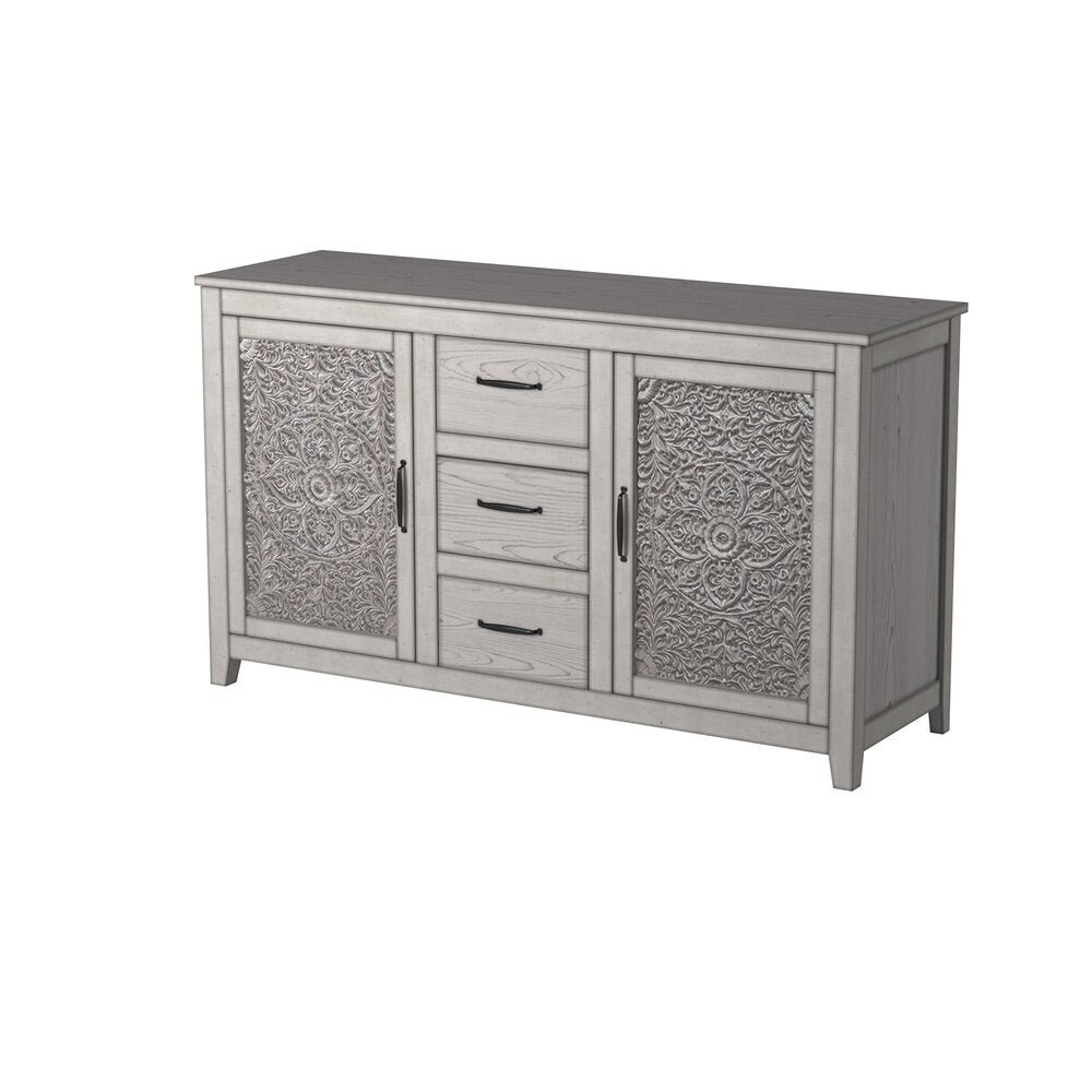 Traditional Aria Dresser with Cabinets & Drawers, Gray. Picture 4