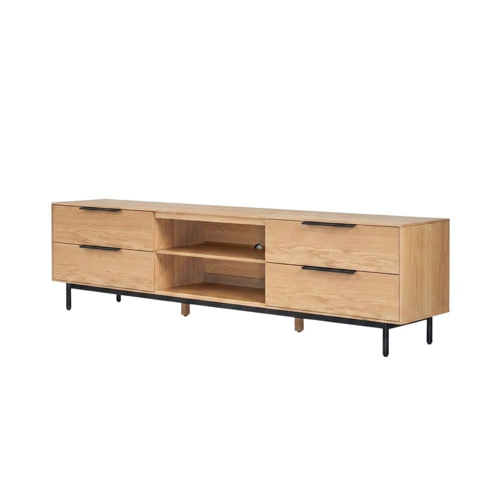 Light Oak Modern TV Console with Sleek Design and Ample Storage. Picture 1