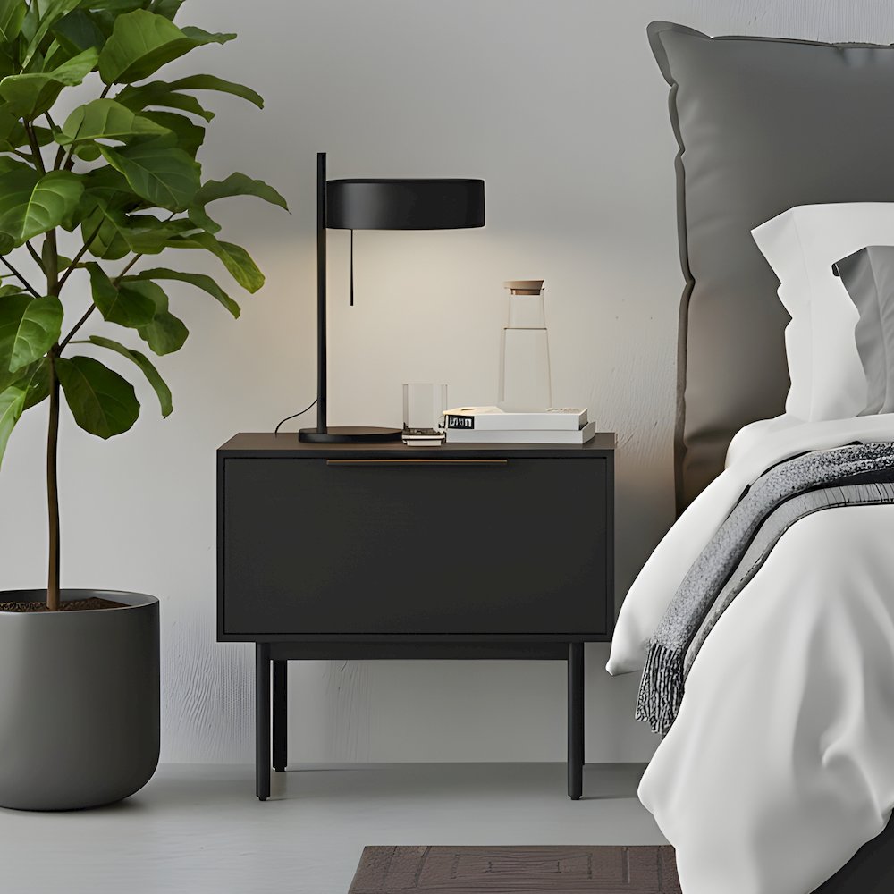 Modern Akira Nightstand, Black. Picture 7