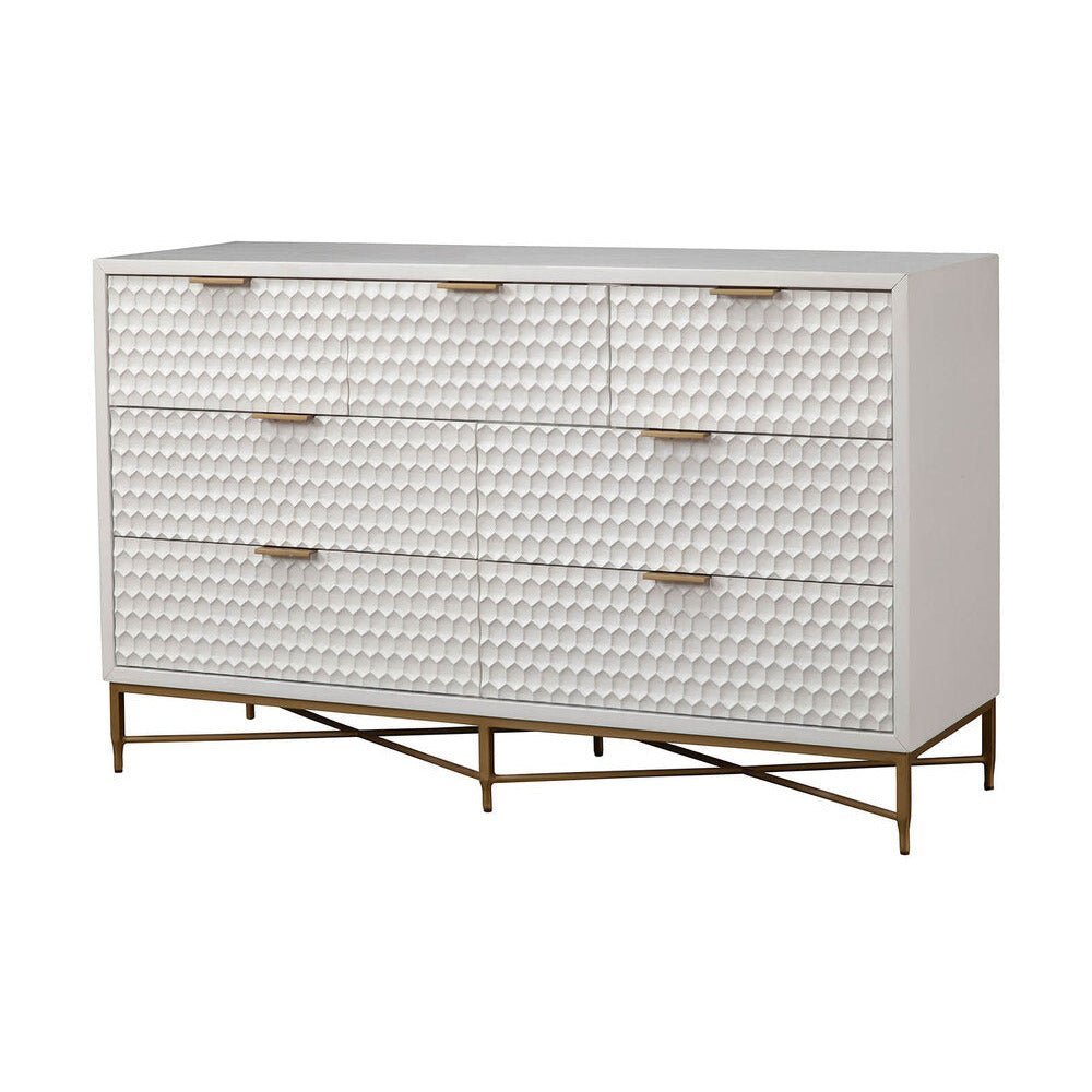 Contemporary White Pearl Dresser, White. Picture 3