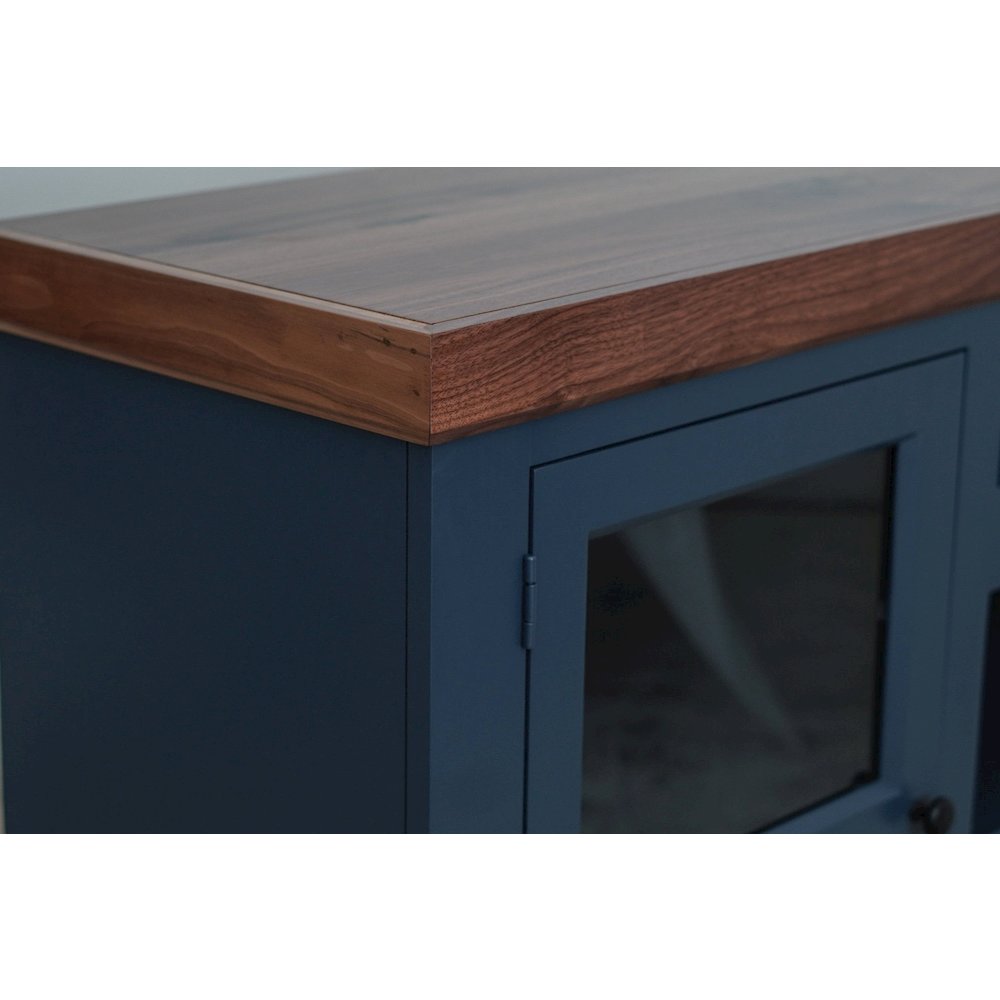 Transitional Harbor Bay TV Console, Midnight Blue with Walnut Top. Picture 5