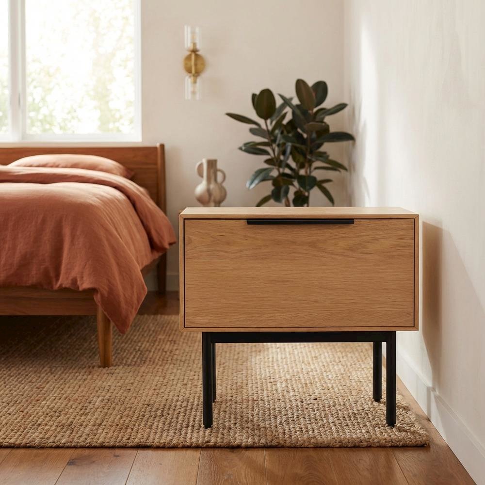 Modern Light Oak Nightstand with Natural Wood Finish. Picture 3