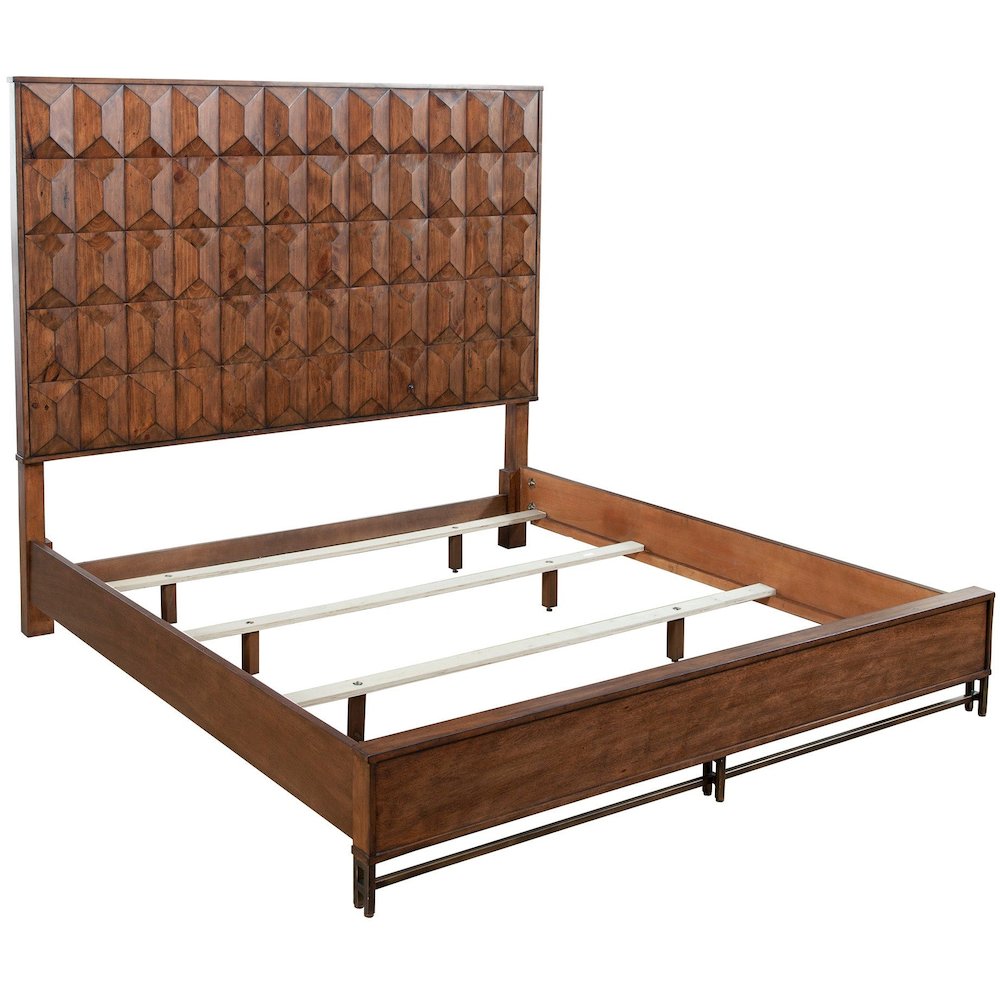 Transitional Trig Queen Panel Bed, Mahogany. Picture 1