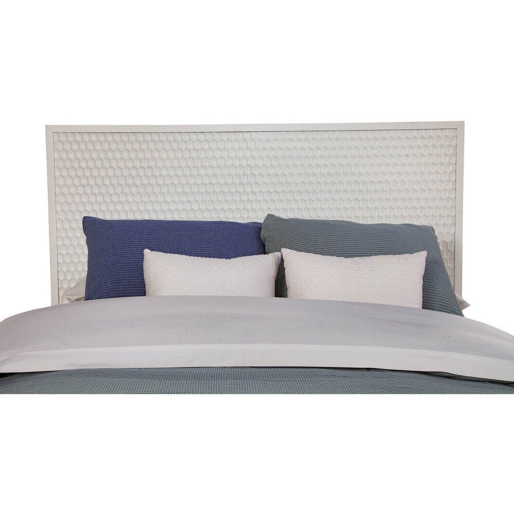 Contemporary White Pearl Full Panel Bed, White. Picture 2