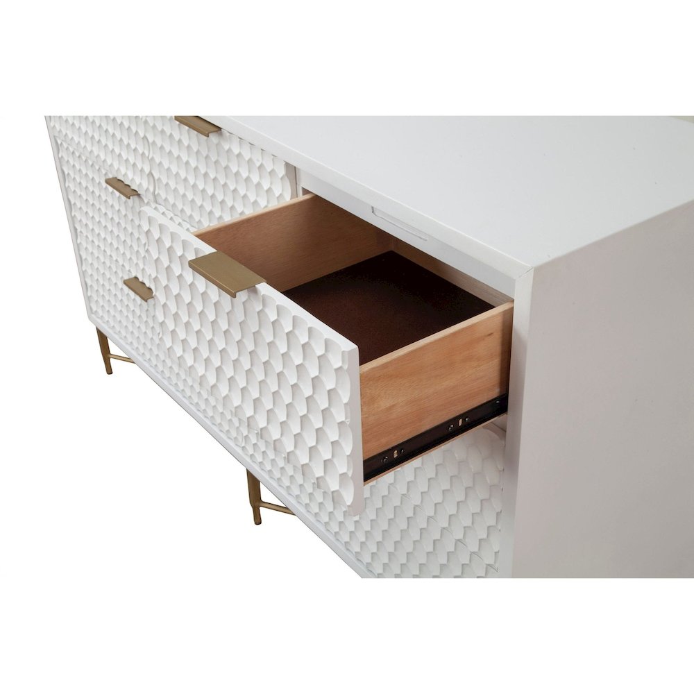 Contemporary White Pearl Dresser, White. Picture 4