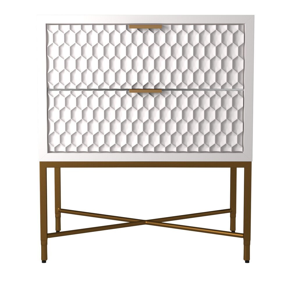 Contemporary White Pearl Nightstand, White. Picture 6