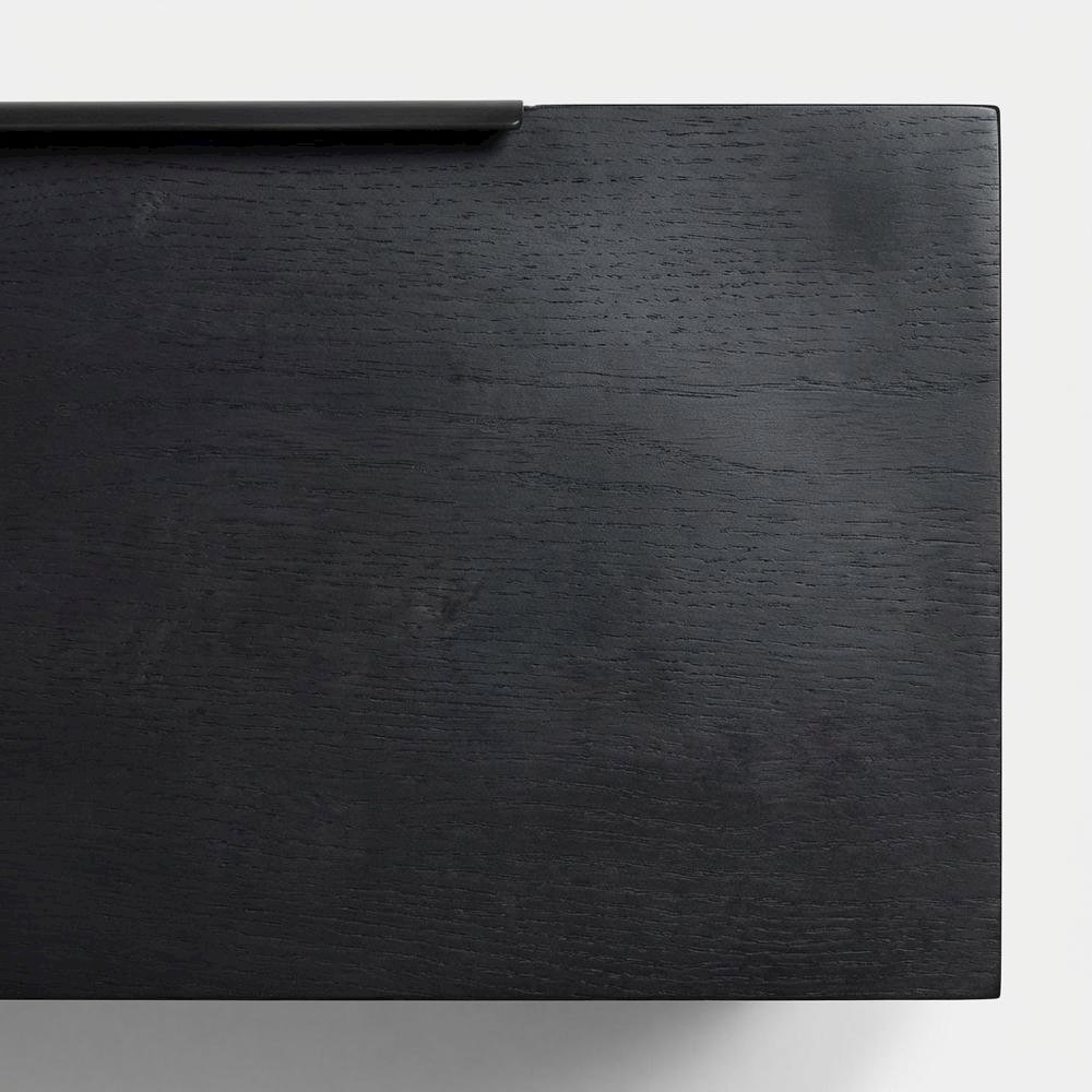 Black modern nightstand with mahogany wood veneer and spacious drawer. Picture 5