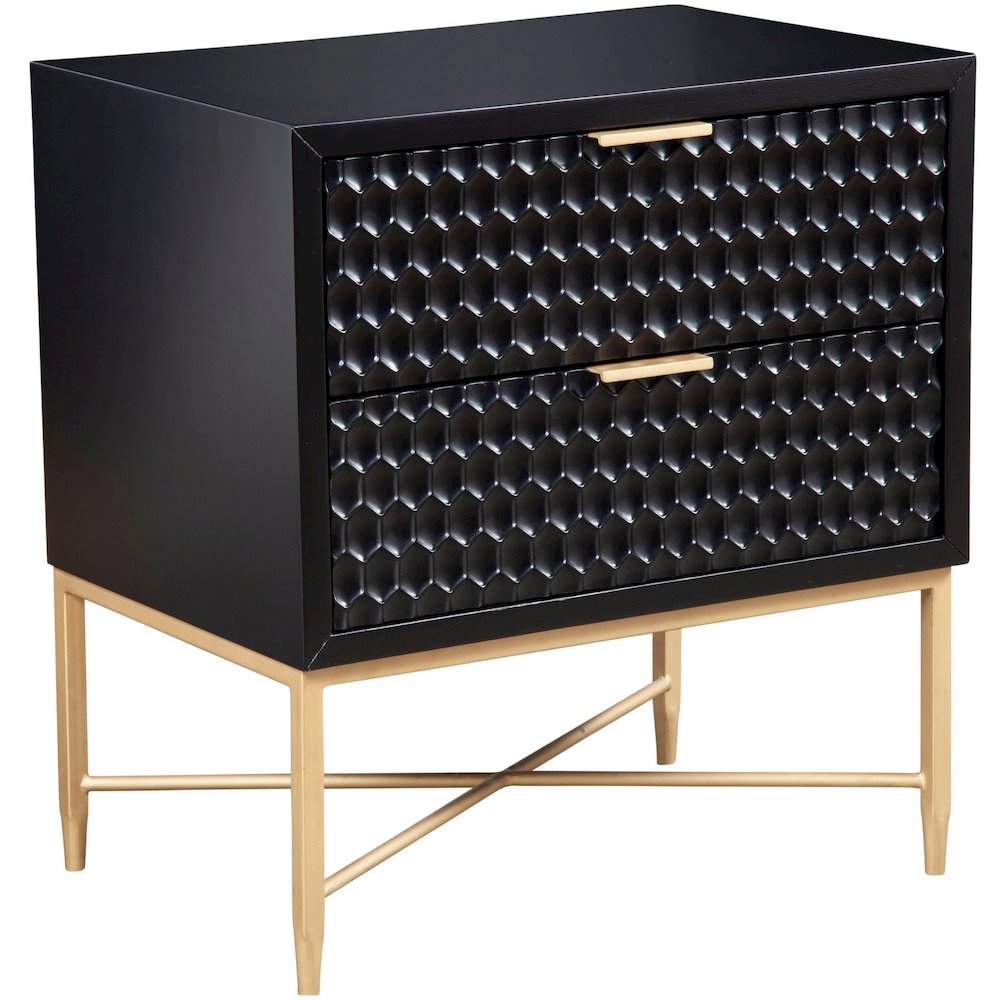 Contemporary Black Pearl Nightstand, Black. Picture 2
