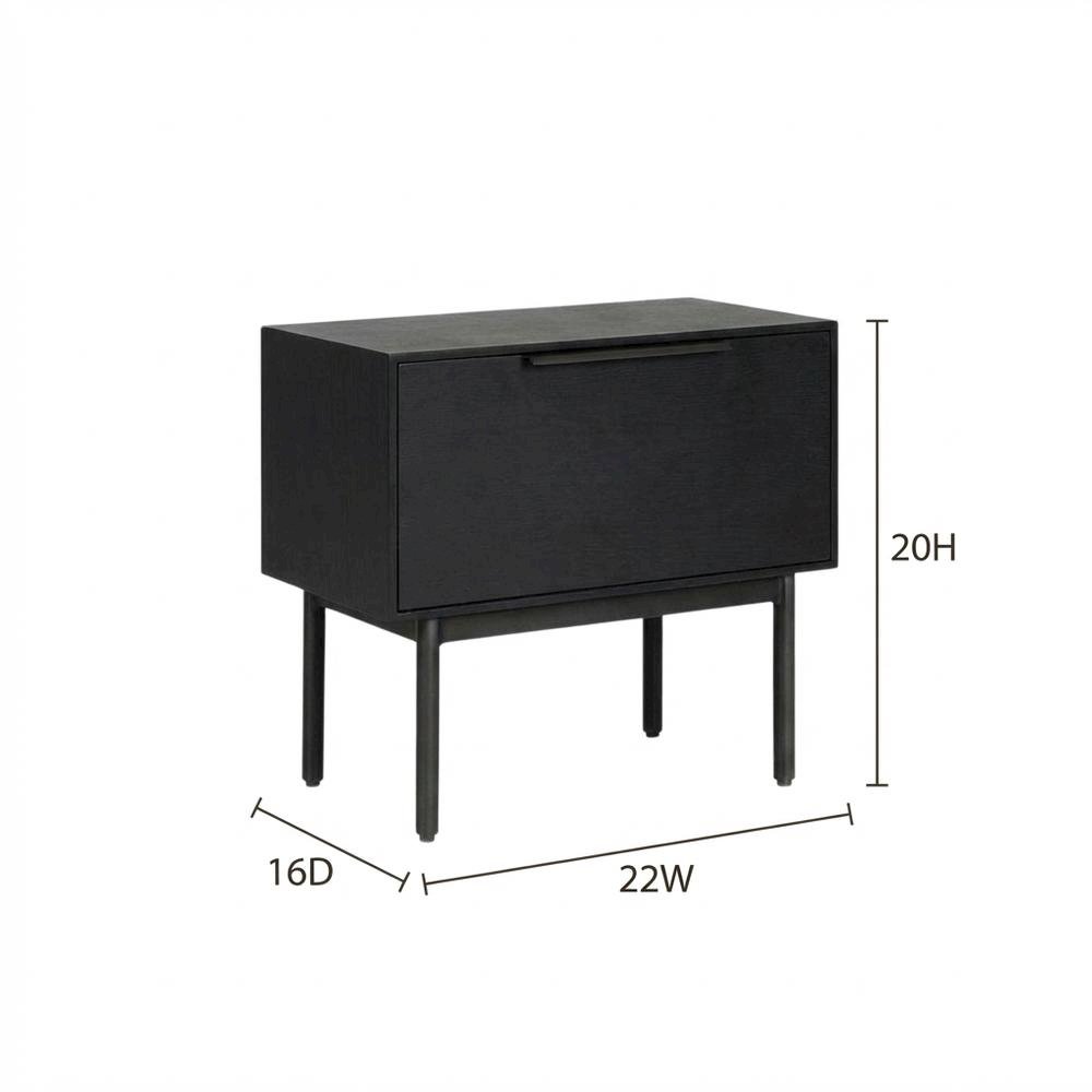 Black modern nightstand with mahogany wood veneer and spacious drawer. Picture 7