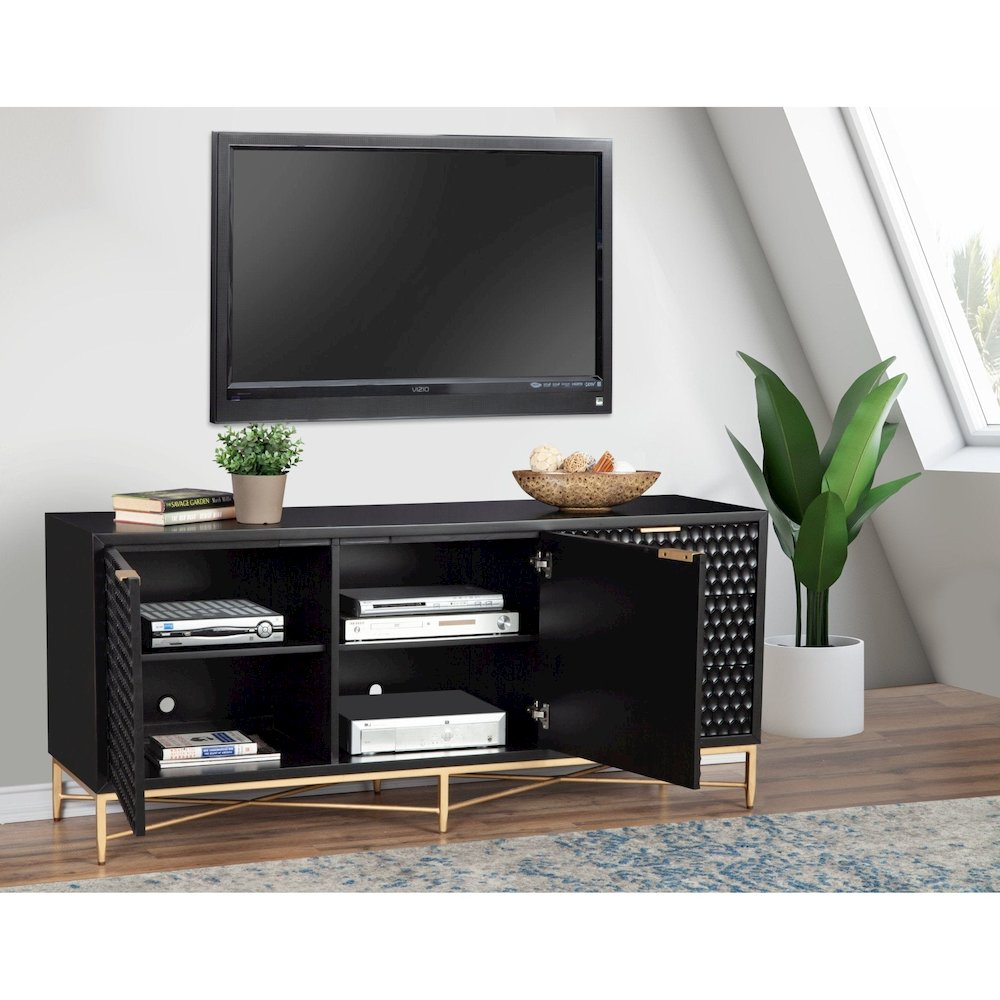 Contemporary Black Pearl TV Console, Black. Picture 6