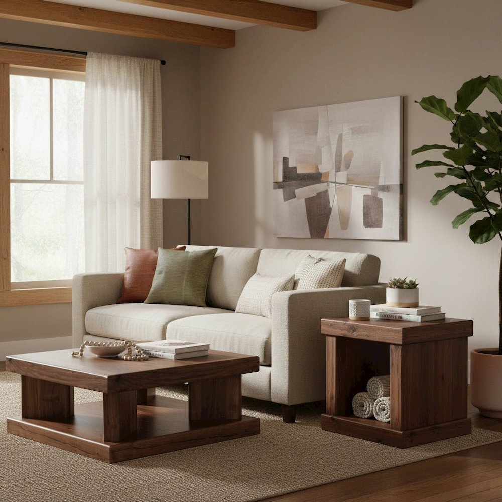 Rustic Modern Sequoia End Table, Walnut. Picture 7