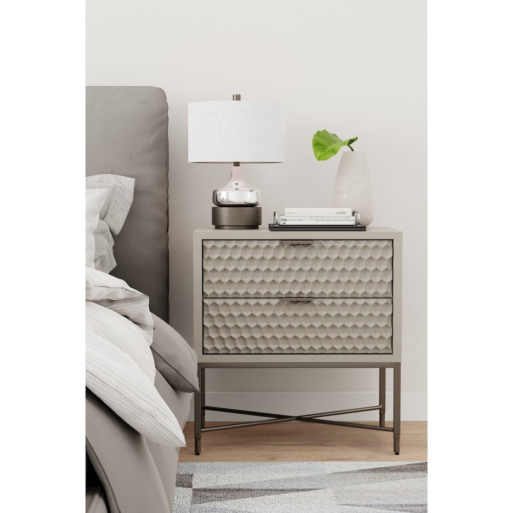 Contemporary Milo Nightstand (Cement Gray). Picture 2