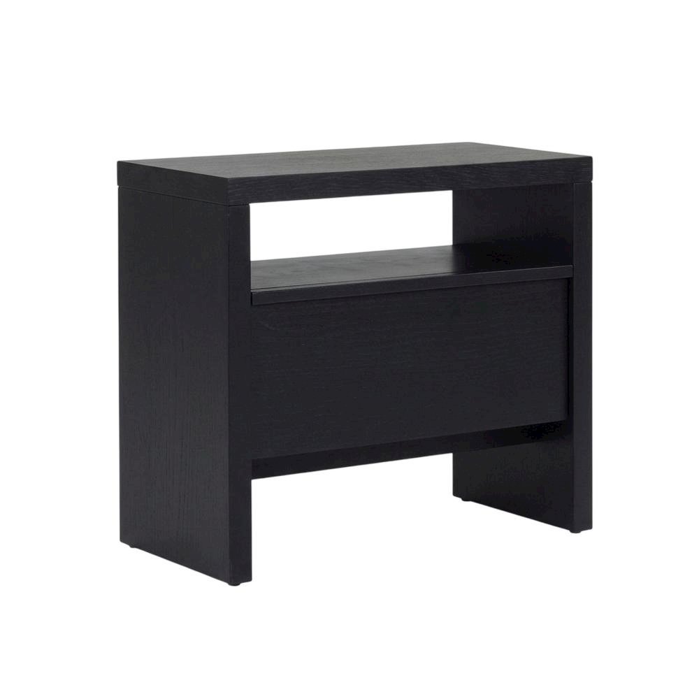 Contemporary Black Nightstand with Mahogany Solid & Oak Veneer Finish. Picture 1