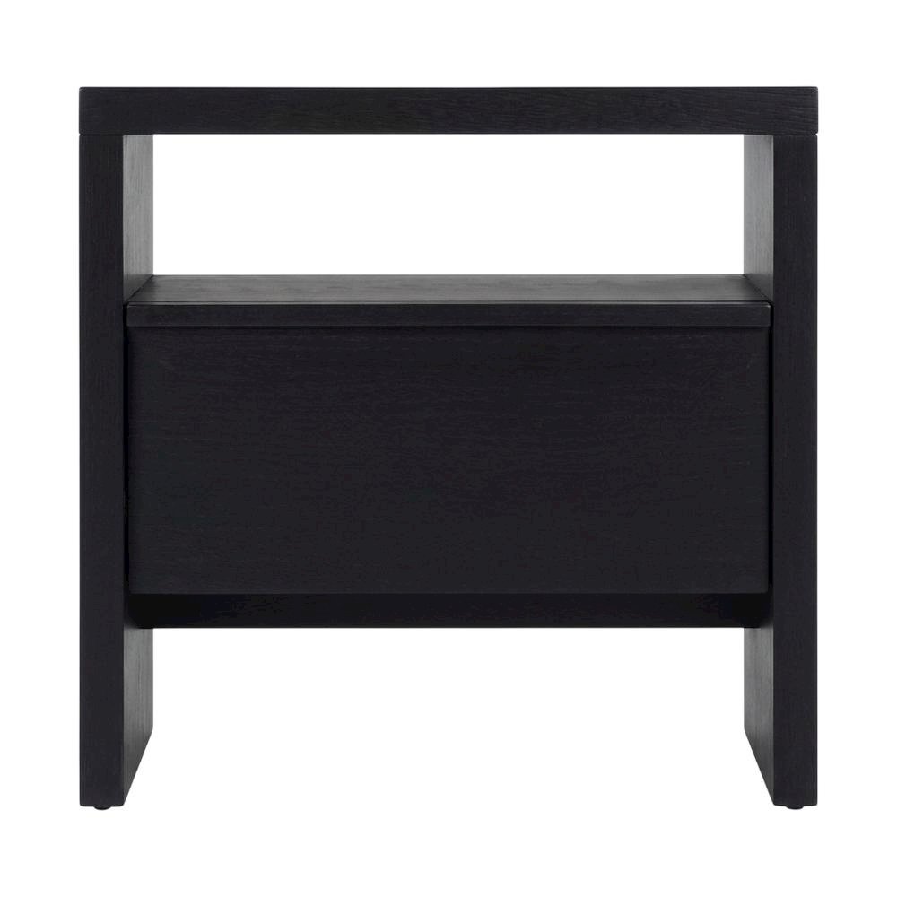 Contemporary Black Nightstand with Mahogany Solid & Oak Veneer Finish. Picture 4
