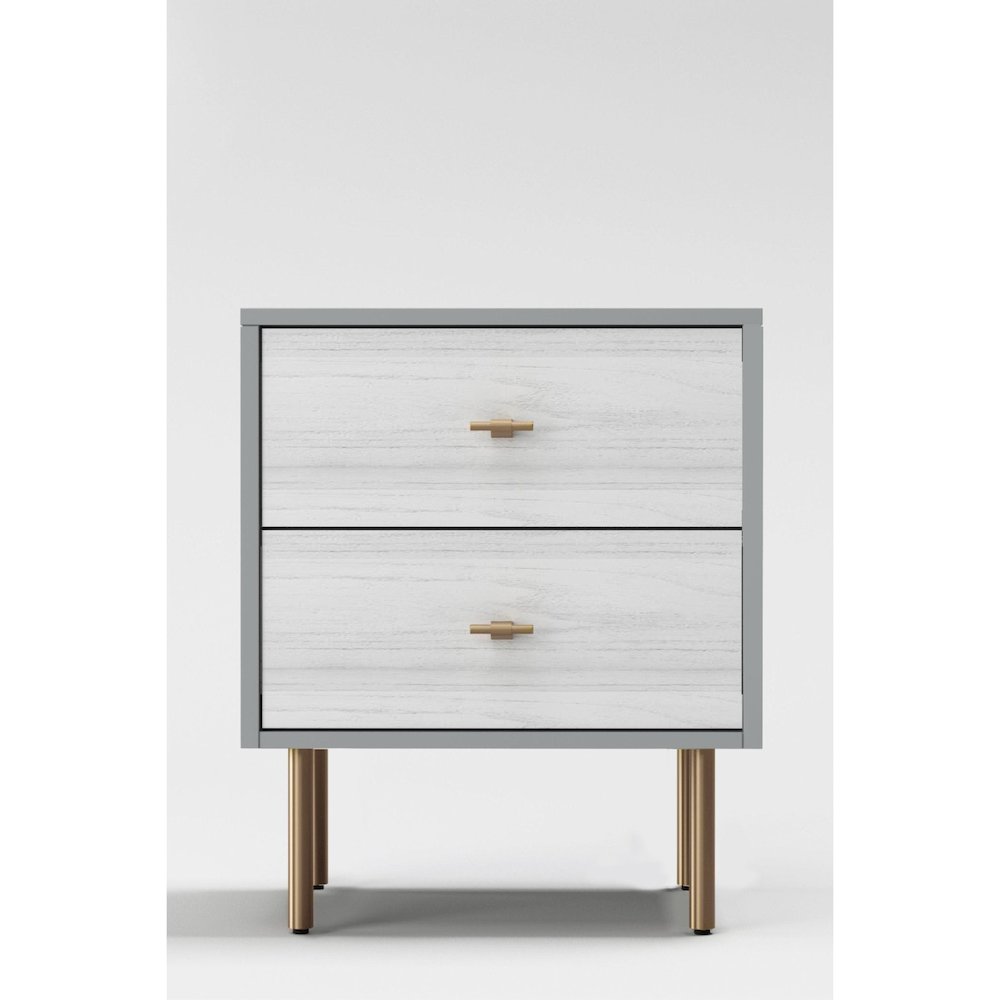 Glam Saige Nightstand, Weathered White/Gray. Picture 1
