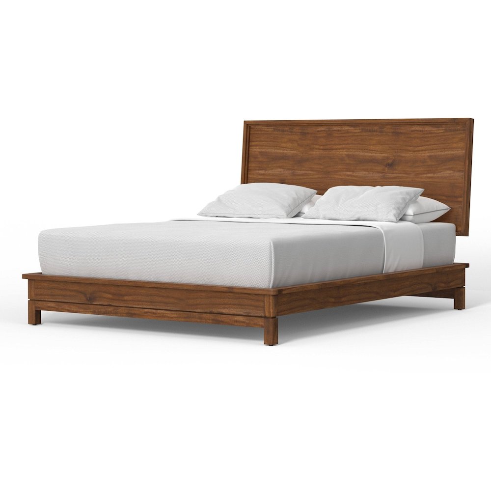 Modern Contemporary Nova Queen Platform Bed, Honey Maple. Picture 1