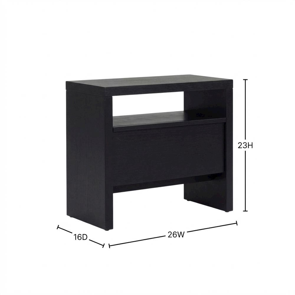 Contemporary Black Nightstand with Mahogany Solid & Oak Veneer Finish. Picture 7