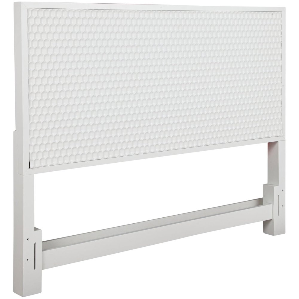 Contemporary White Pearl Full Panel Bed, White. Picture 7