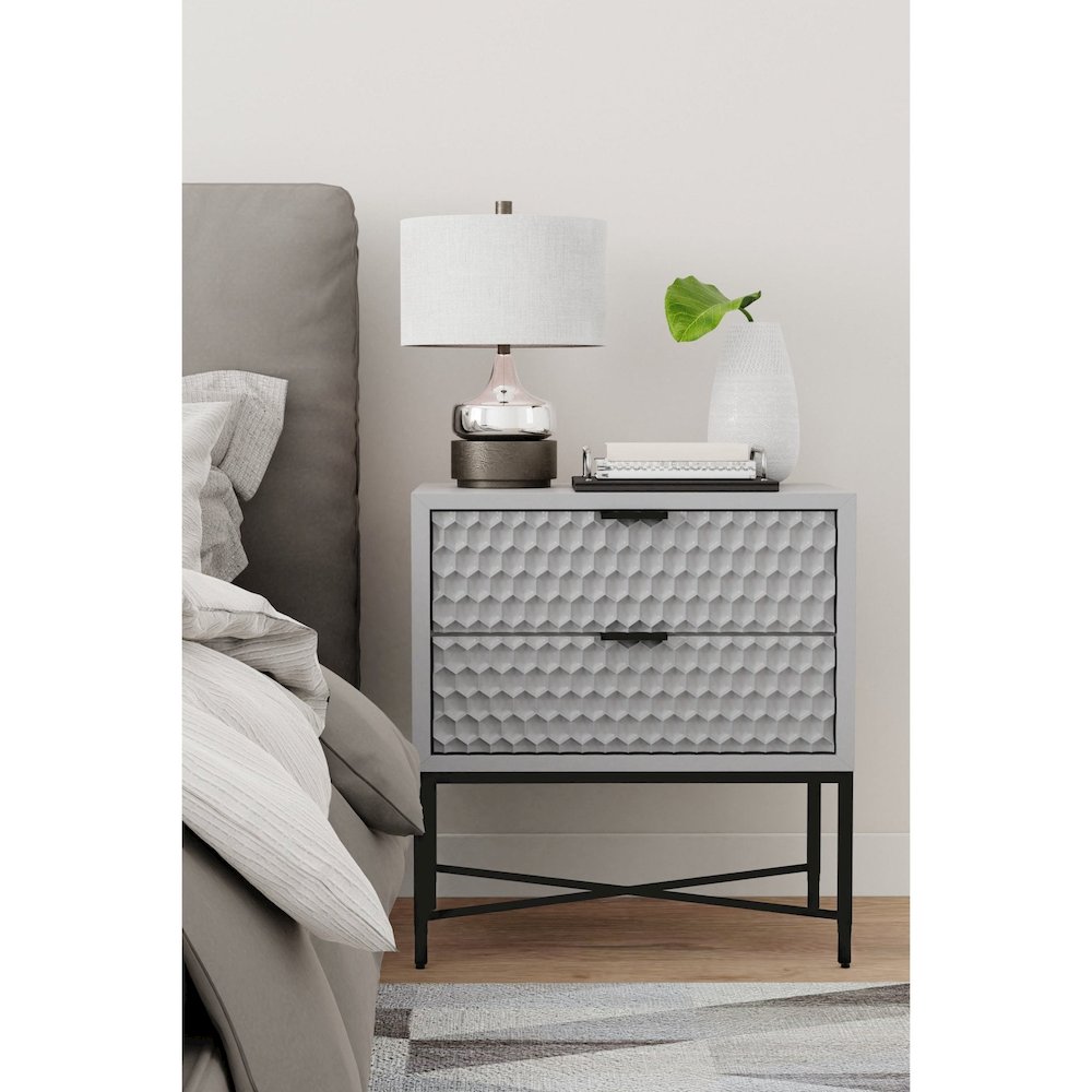 Contemporary Milo Nightstand (Sky Gray). Picture 2