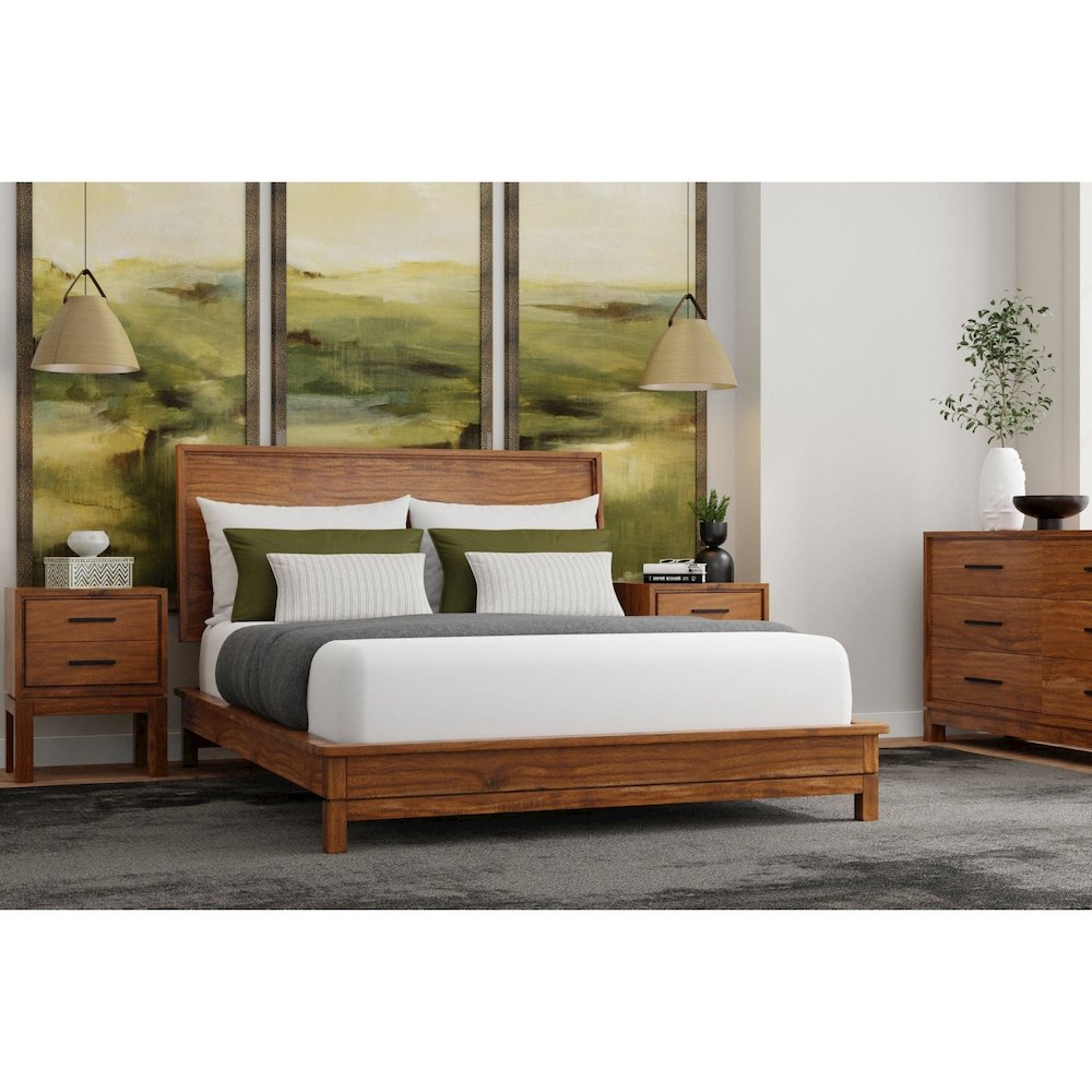 Modern Contemporary Nova Queen Platform Bed, Honey Maple. Picture 6