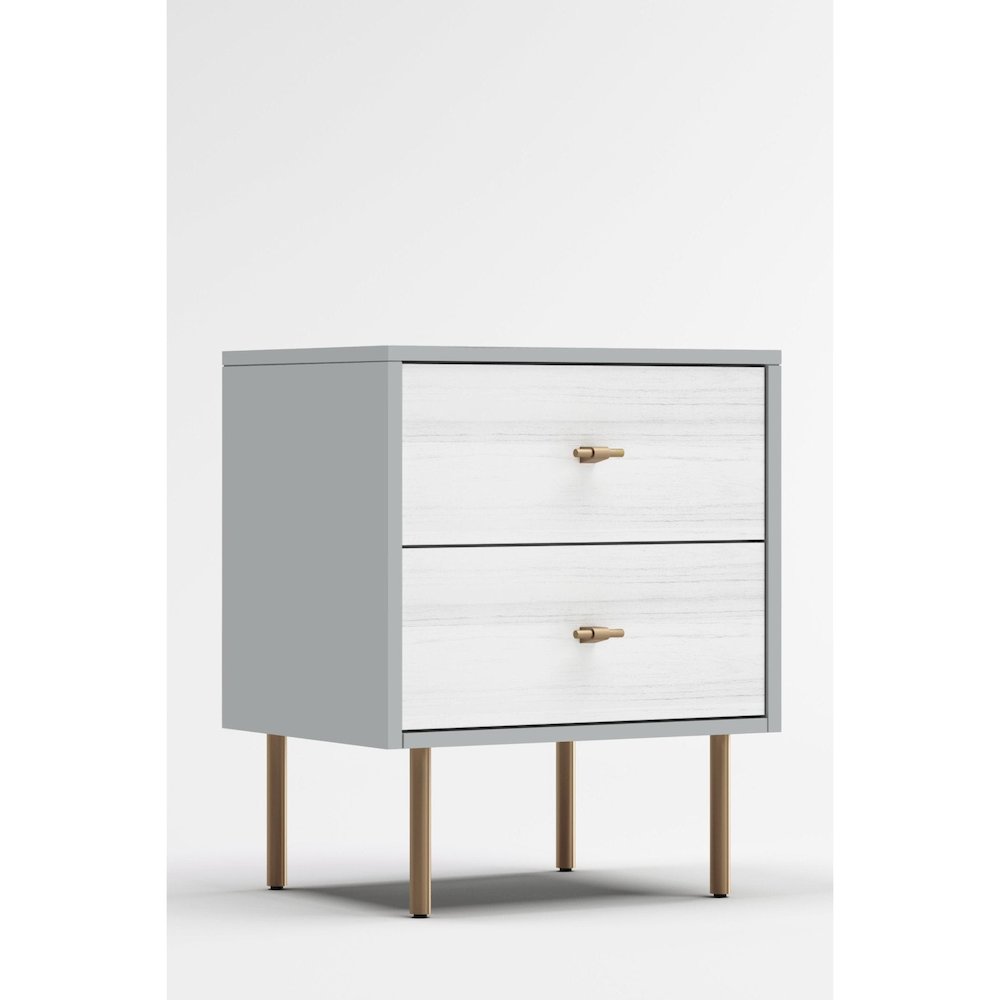 Glam Saige Nightstand, Weathered White/Gray. Picture 3