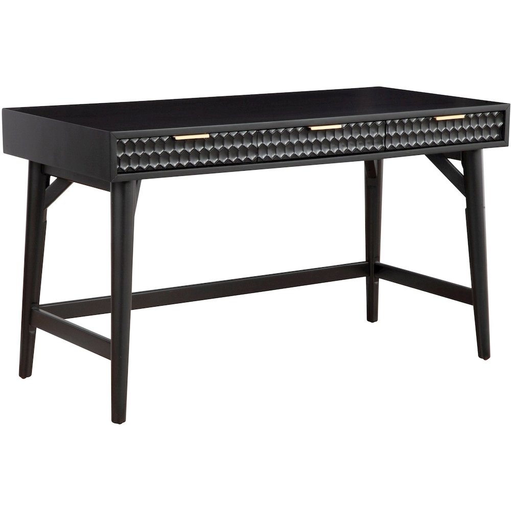 Contemporary Black Pearl Large Desk, Black. Picture 3