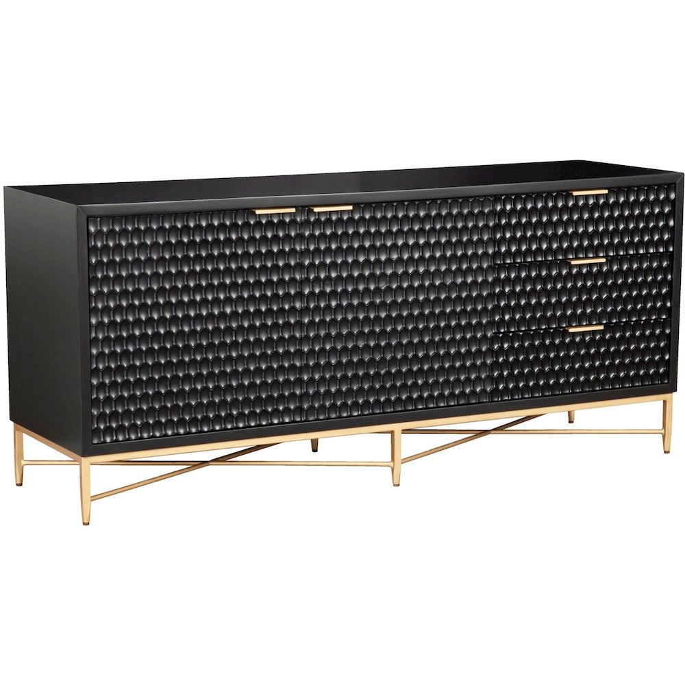 Contemporary Black Pearl TV Console, Black. Picture 3