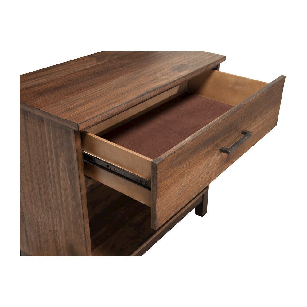 Rustic Pine Nightstand in Two Tone Brown Finish. Picture 2