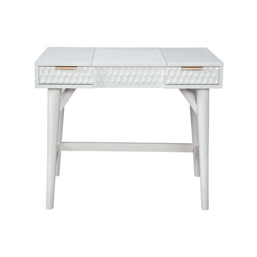 Contemporary White Pearl Bedroom Vanity, White. Picture 1